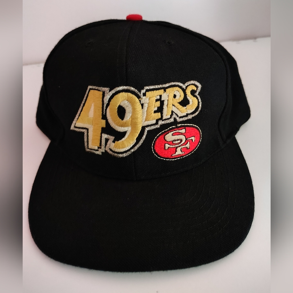 Vintage American Needle 49ers Blockhead made in Taiwan Snapback Black Hat RARE